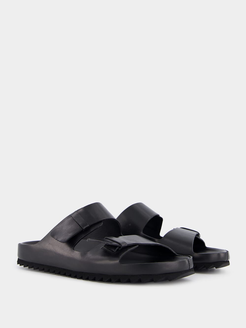 Agorà Black Leather Slides