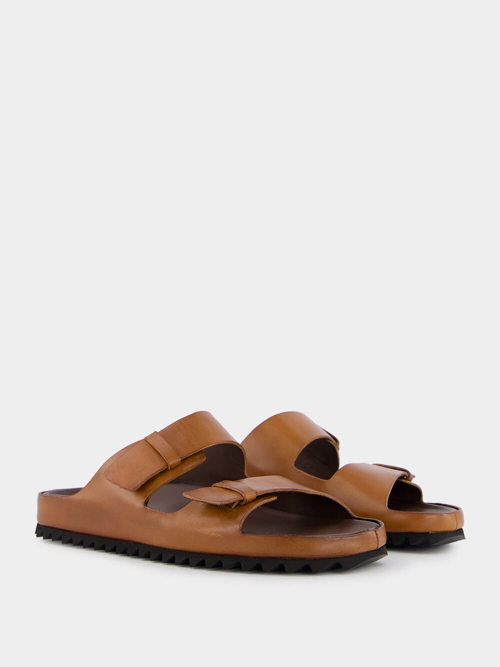 Agorà Brown Leather Slides