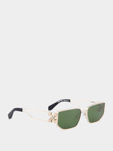 Off-White Allen Gold Metal Sunglasses with Green Lenses