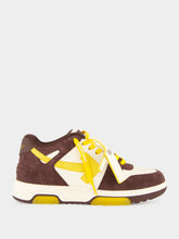 Off-White Dark Brown and Yellow Out Of Office Suede Sneakers