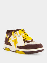 Off-White Dark Brown and Yellow Out Of Office Suede Sneakers