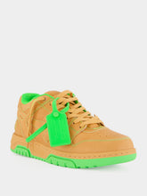 Off-White Saddle Brown and Green Out Of Office Leather Sneakers