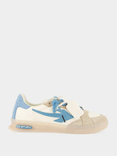 Off-White Cream White and Neon Blue End Of Play Sneakers