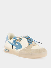 Off-White Cream White and Neon Blue End Of Play Sneakers