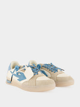 Off-White Cream White and Neon Blue End Of Play Sneakers