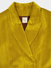 Paula Olimpia Golden Palm Velvet Plissé Blazer