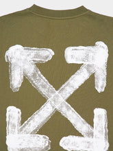 Off-White Green Arrow Spray Cotton Slim Fit T-Shirt