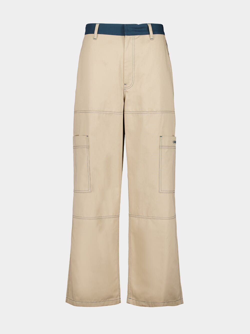 Beige Cargo Pants with Stitch Detailing