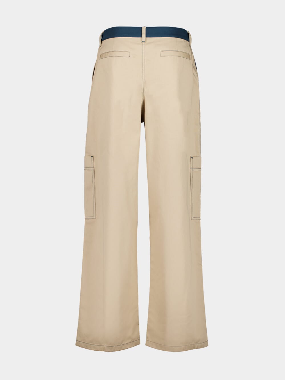 Beige Cargo Pants with Stitch Detailing