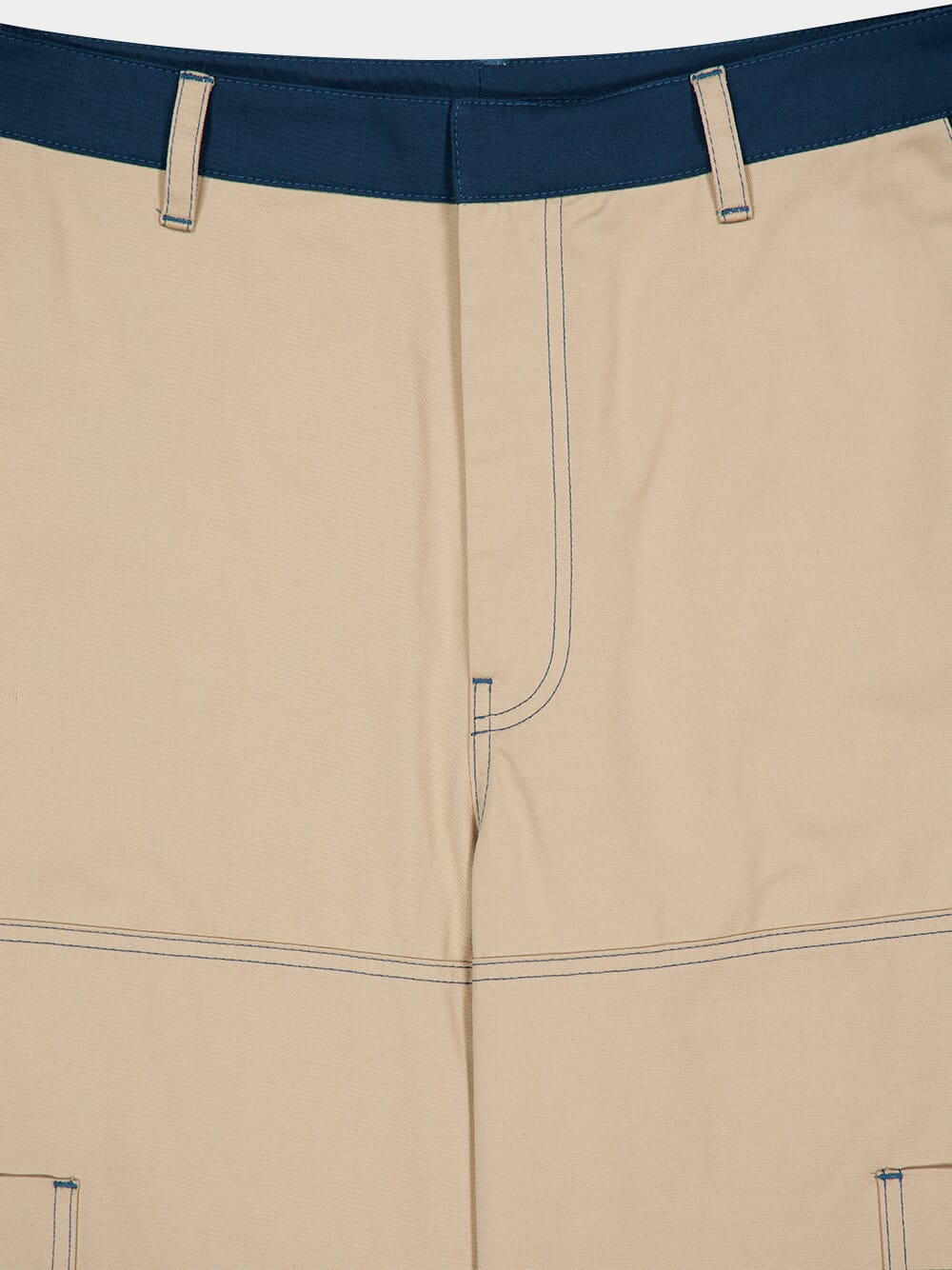 Beige Cargo Pants with Stitch Detailing