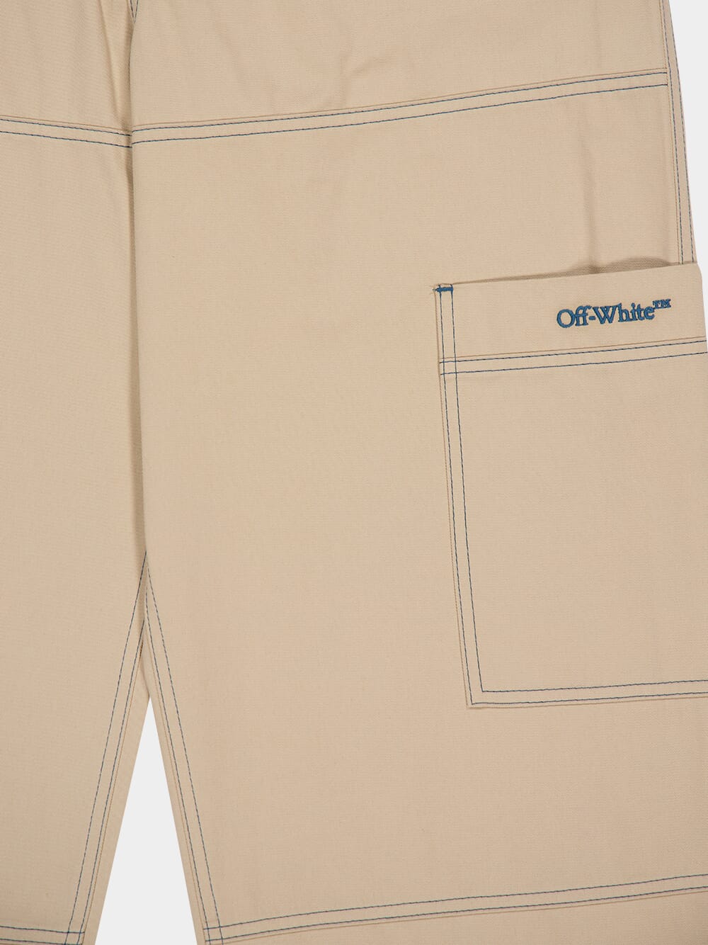 Beige Cargo Pants with Stitch Detailing