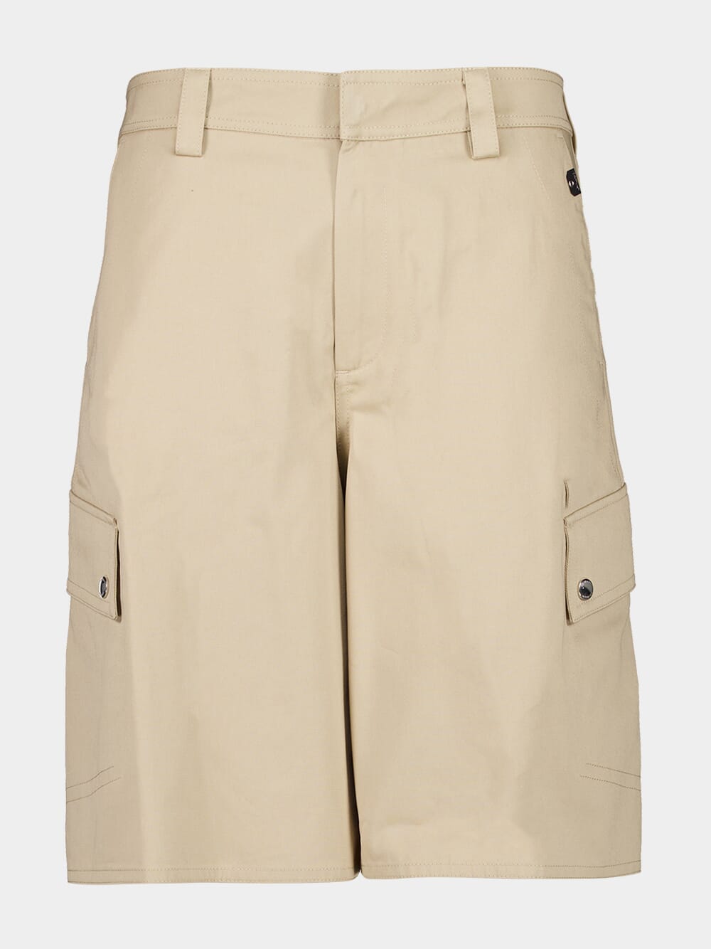 Beige Cotton Cargo Safari Shorts