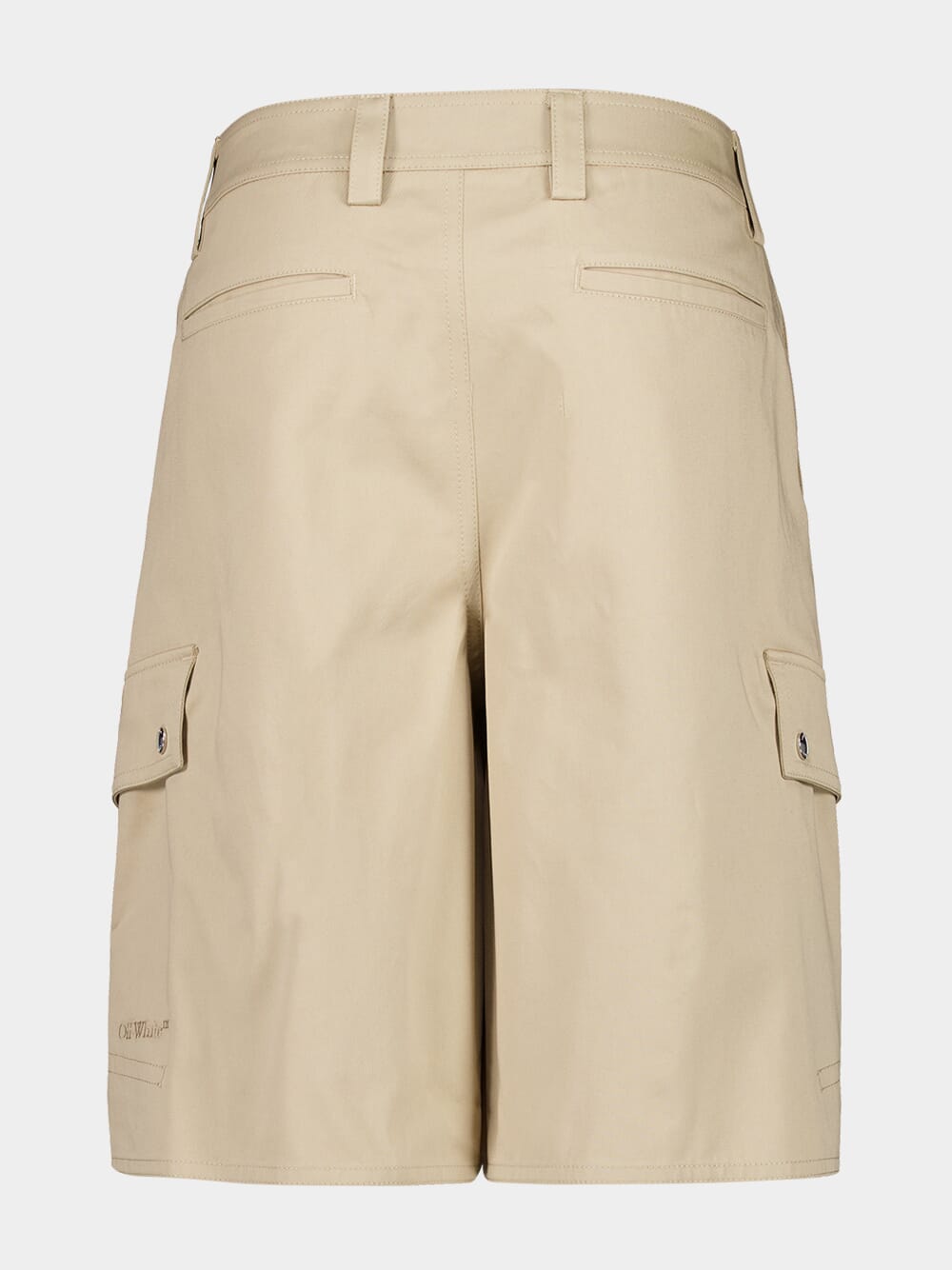 Beige Cotton Cargo Safari Shorts