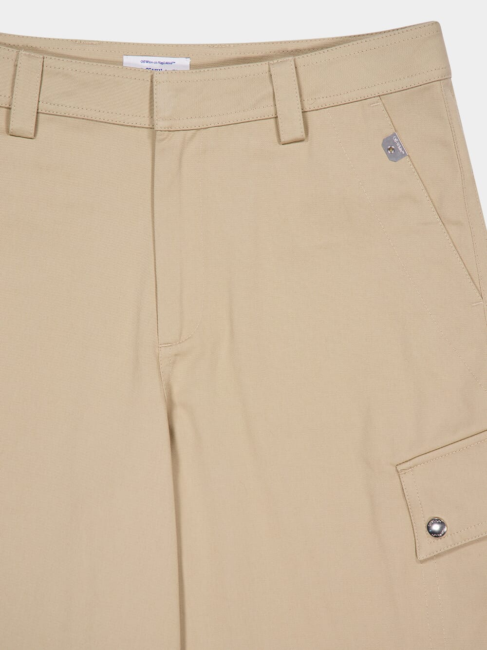 Beige Cotton Cargo Safari Shorts