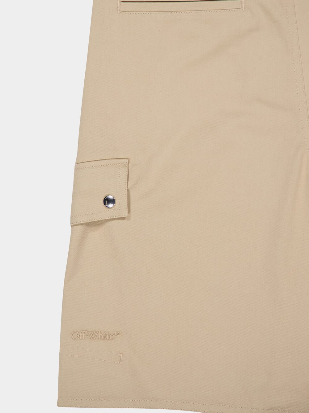 Beige Cotton Cargo Safari Shorts