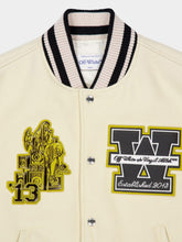 Off-White Frozen Dew Lion Varsity Wool Bomber Jacket
