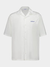 Off-White White Nautical Blue Brush Arrow Cotton Shirt