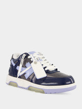 Off-White Grey Melange and Light Blue OOO Patent Sneakers