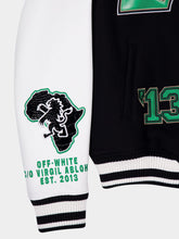 Off-White Black Crocodile Wool and Leather Varsity Jacket