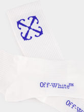 Off-White White and Blue Cotton Mid-Calf Socks
