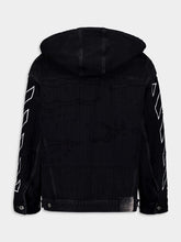 Off-White Black Hooded Diag Boro Cotton Denim Jacket
