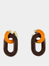 Marni Orange and Brown Resin Chain Earrings