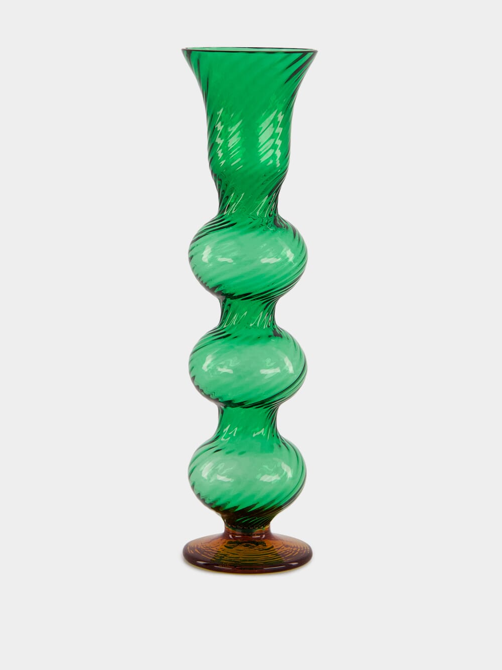 Green Murano Glass Triple-Bubble Candlestick