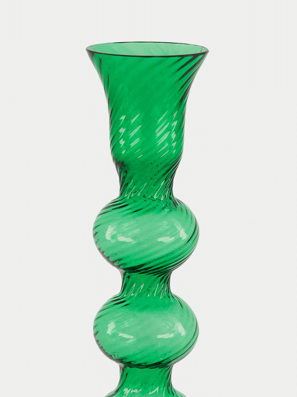 Green Murano Glass Triple-Bubble Candlestick