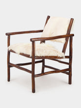Tinja White Goatskin Covered Oud Armchair