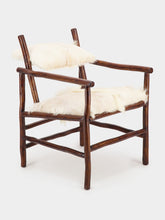 Tinja White Goatskin Covered Oud Armchair