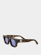 Off-White Havana and Blue Square Acetate Sunglasses