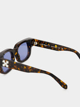 Off-White Havana and Blue Square Acetate Sunglasses