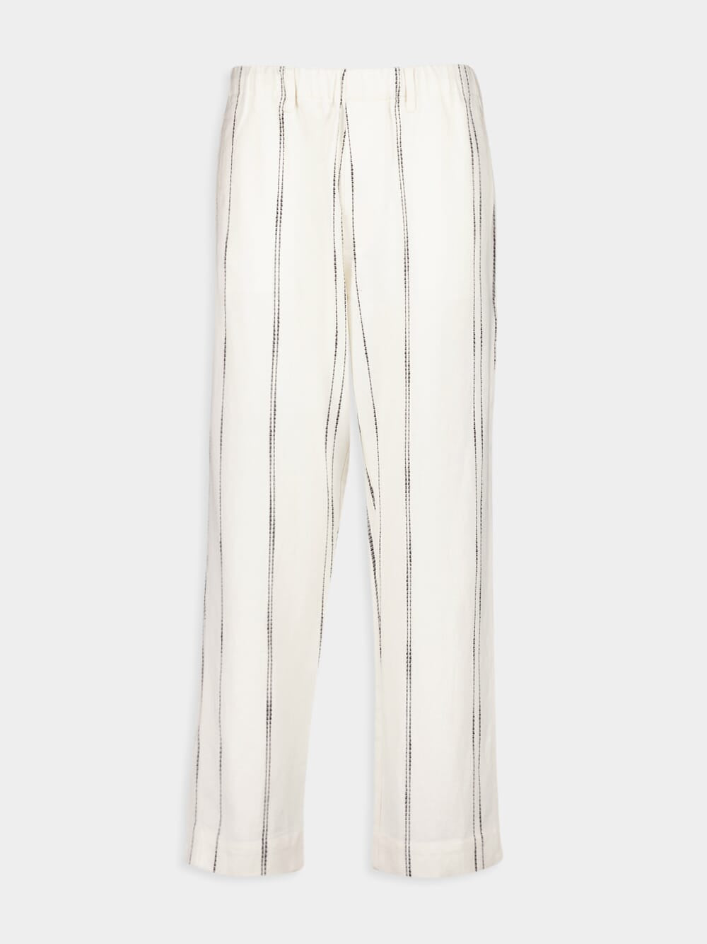 Cream Woven Stripe Trousers