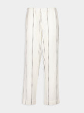 Commas Cream Woven Stripe Trousers