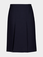 Prada Navy Blue Wool Hopsack Skirt