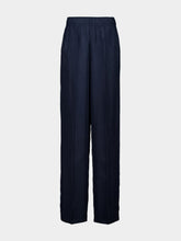 Prada Navy Blue Straight-Fit Silk Pants