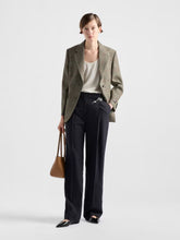 Prada Navy Old-Wash Gabardine Pants with Brooch