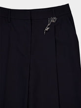 Prada Navy Old-Wash Gabardine Pants with Brooch