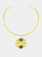 Sylvia Toledano Brutalist Gold Necklace with Malachite