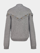 Prada Grey Cashmere Embellished Crewneck Sweater