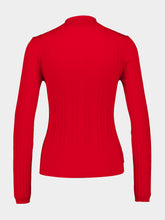 Prada Red Ribbed Cotton Knit Long-Sleeve Polo