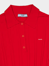 Prada Red Ribbed Cotton Knit Long-Sleeve Polo