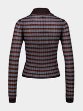 Prada Brown Striped Virgin Wool Silk Polo Top