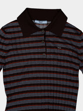 Prada Brown Striped Virgin Wool Silk Polo Top