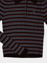 Prada Brown Striped Virgin Wool Silk Polo Top