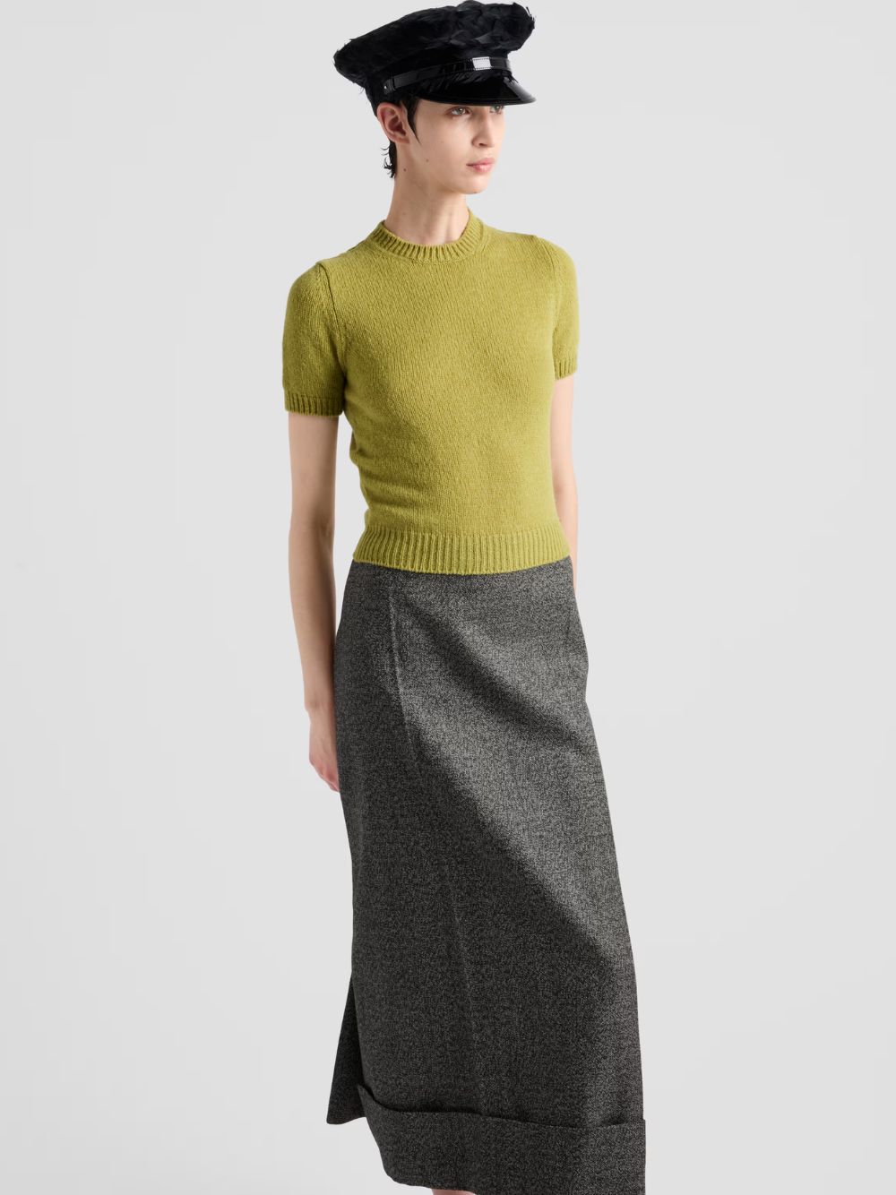 Pistachio Green Cashmere Short-Sleeve Sweater