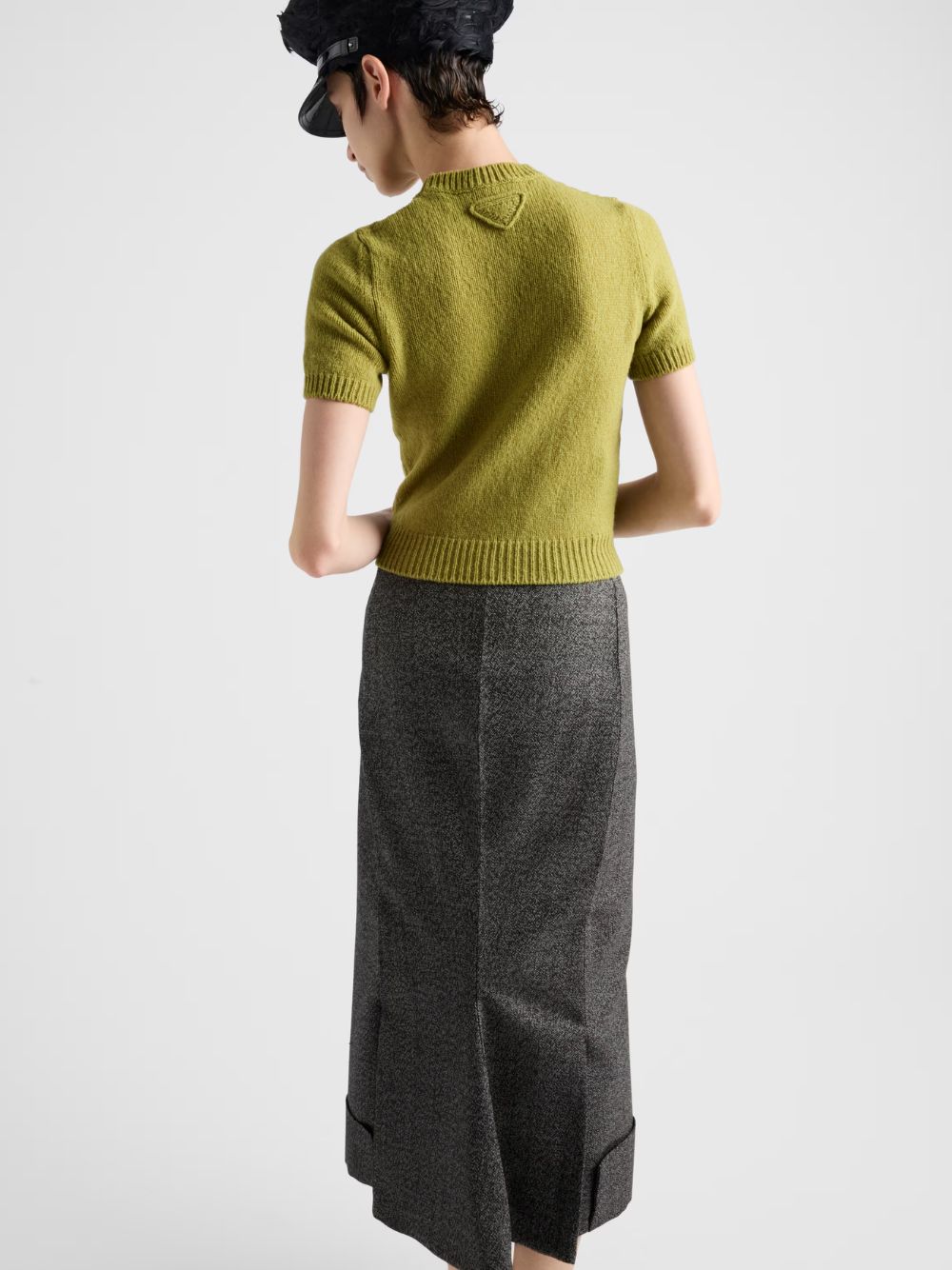 Pistachio Green Cashmere Short-Sleeve Sweater