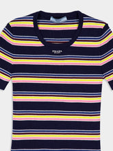 Prada Striped Short-Sleeve Cotton Pullover