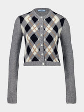 Grey Argyle Cashmere Buttoned Cardigan