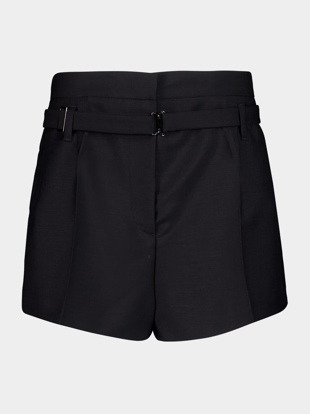 Black Mohair Shorts with Belt